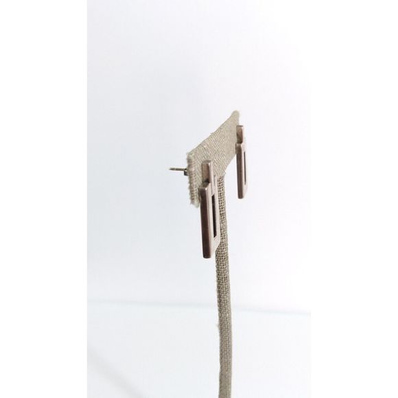 Jondell Signed Modernist Rectangle Door Knocker Sterling Silver 925 Earrings - Picture 8 of 16